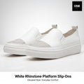 White Rhinstone Platform Slip-Ons
