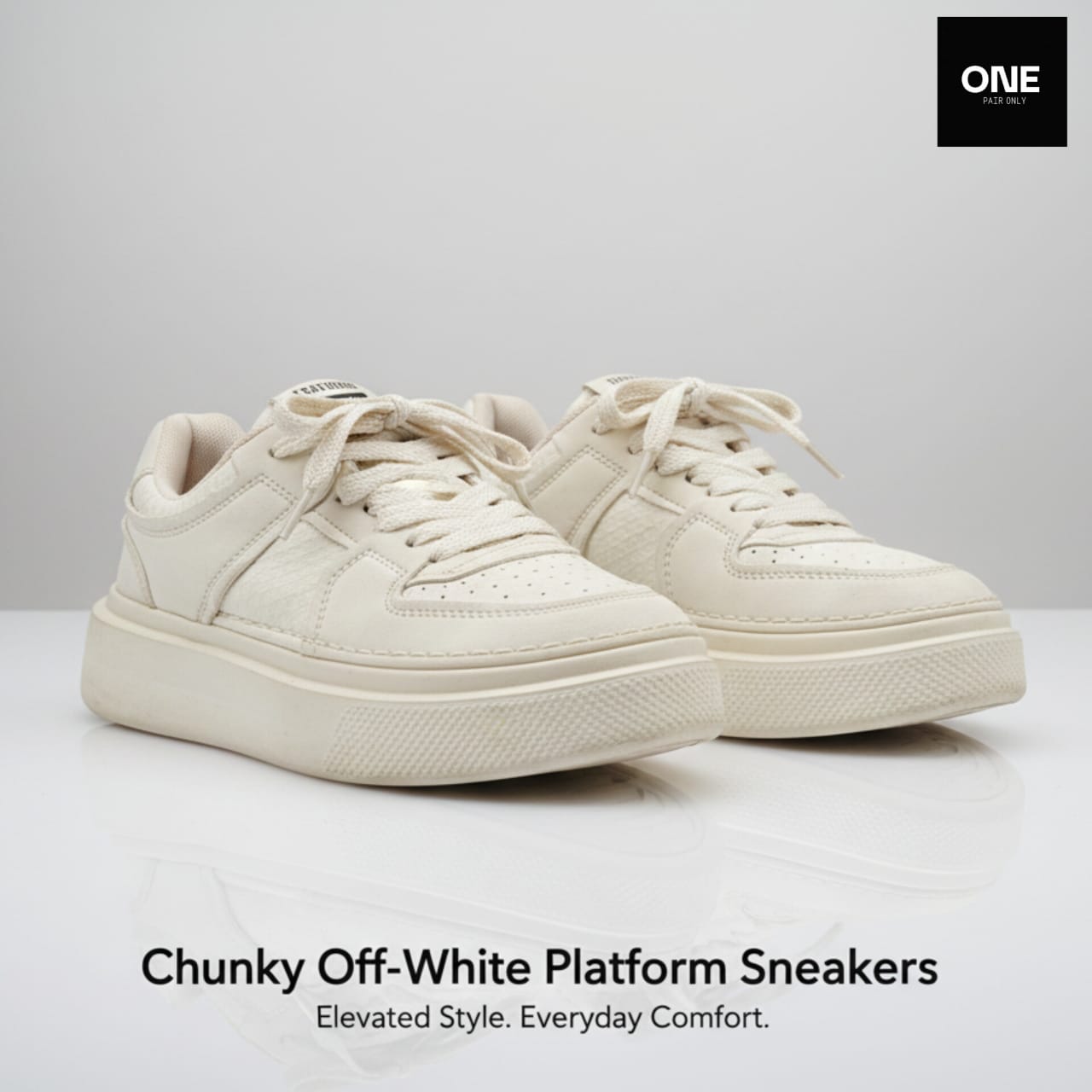 Chunky Off-White Platform Sneakers