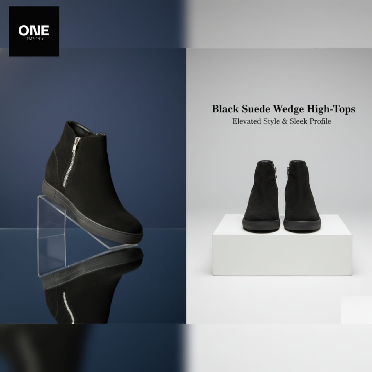 Black Suede Wedge High-Tops