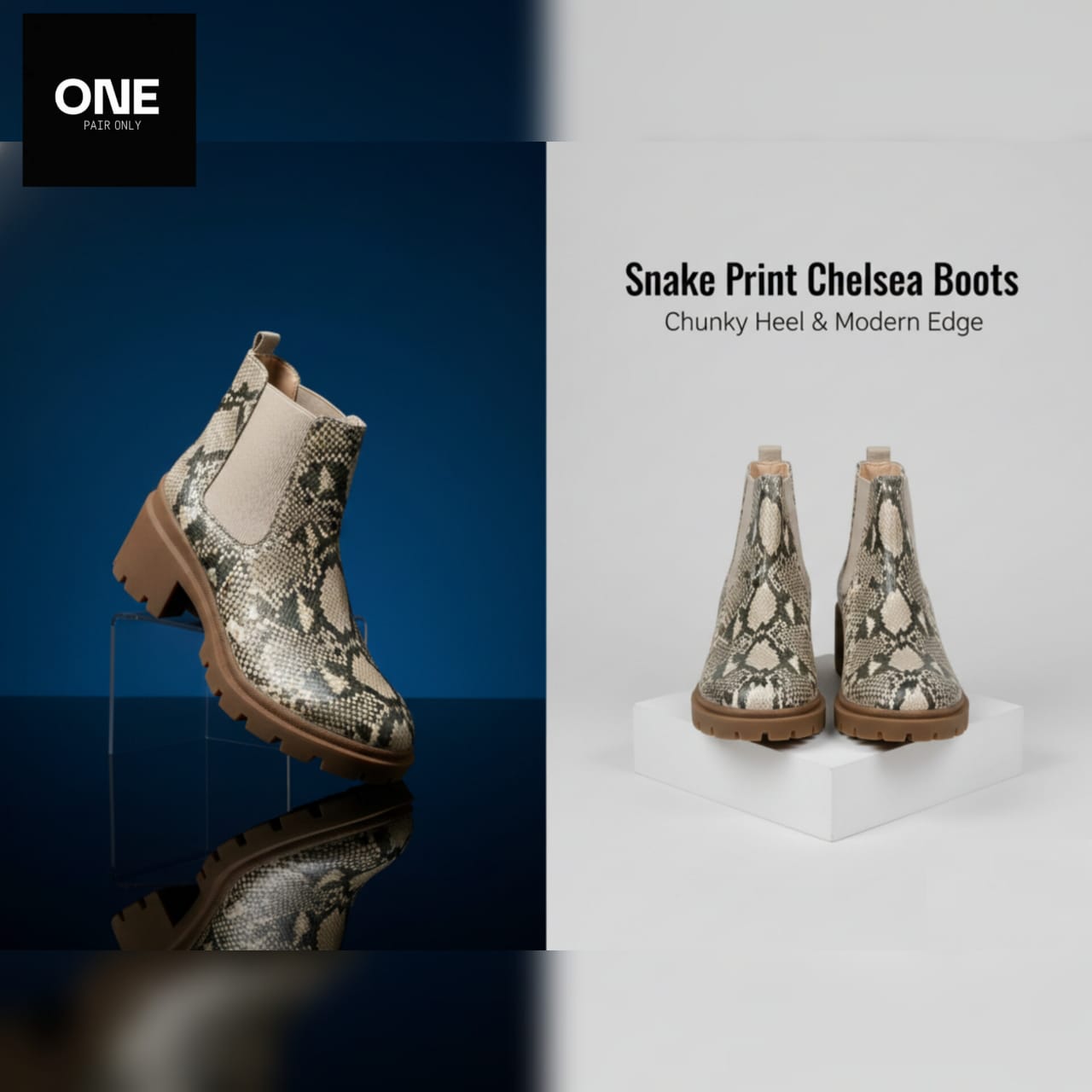 Snake Print Chelsea Boots