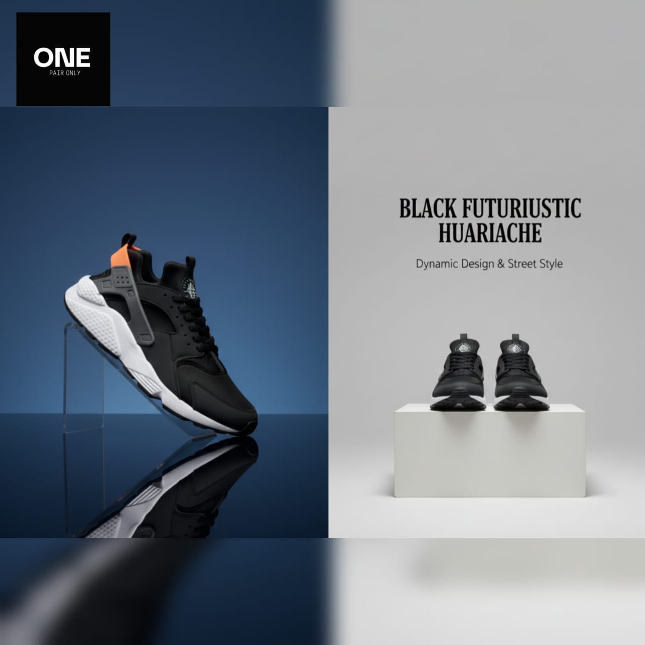 NIKE Black Futuristic Huariache Sneakers