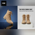 Tan Suede Combat Long Boots