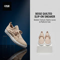 Beige Quilted Slip-On Sneakers