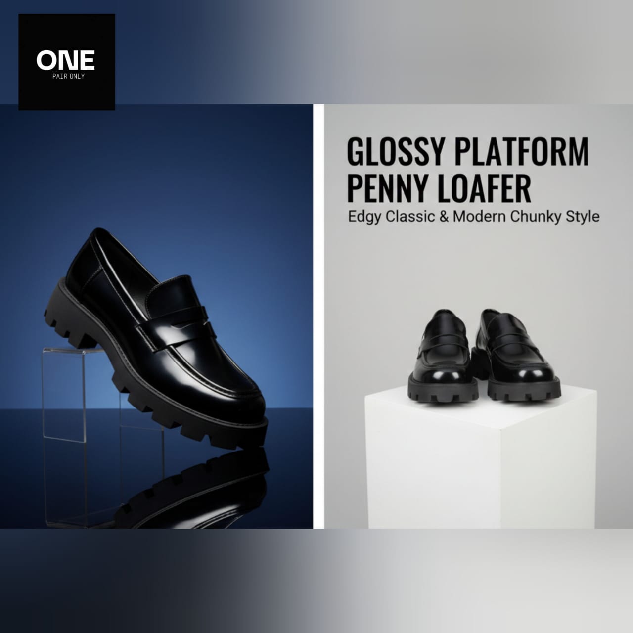 Glossy Platform Penny Loafers