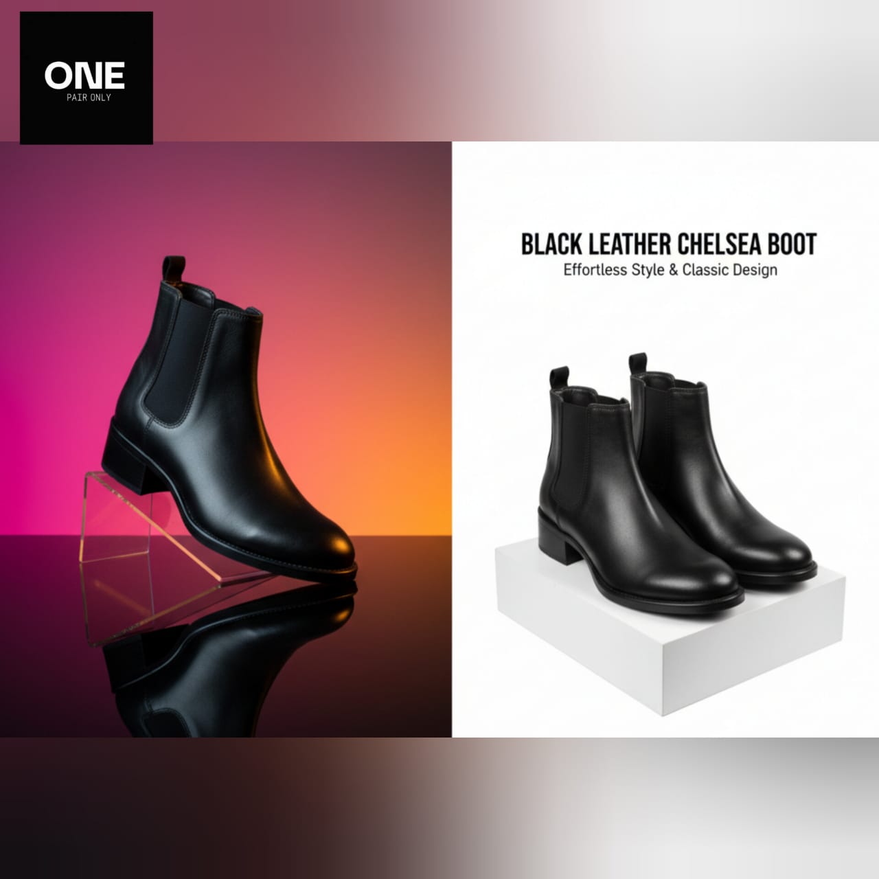 Black Leather Chelsea Boots