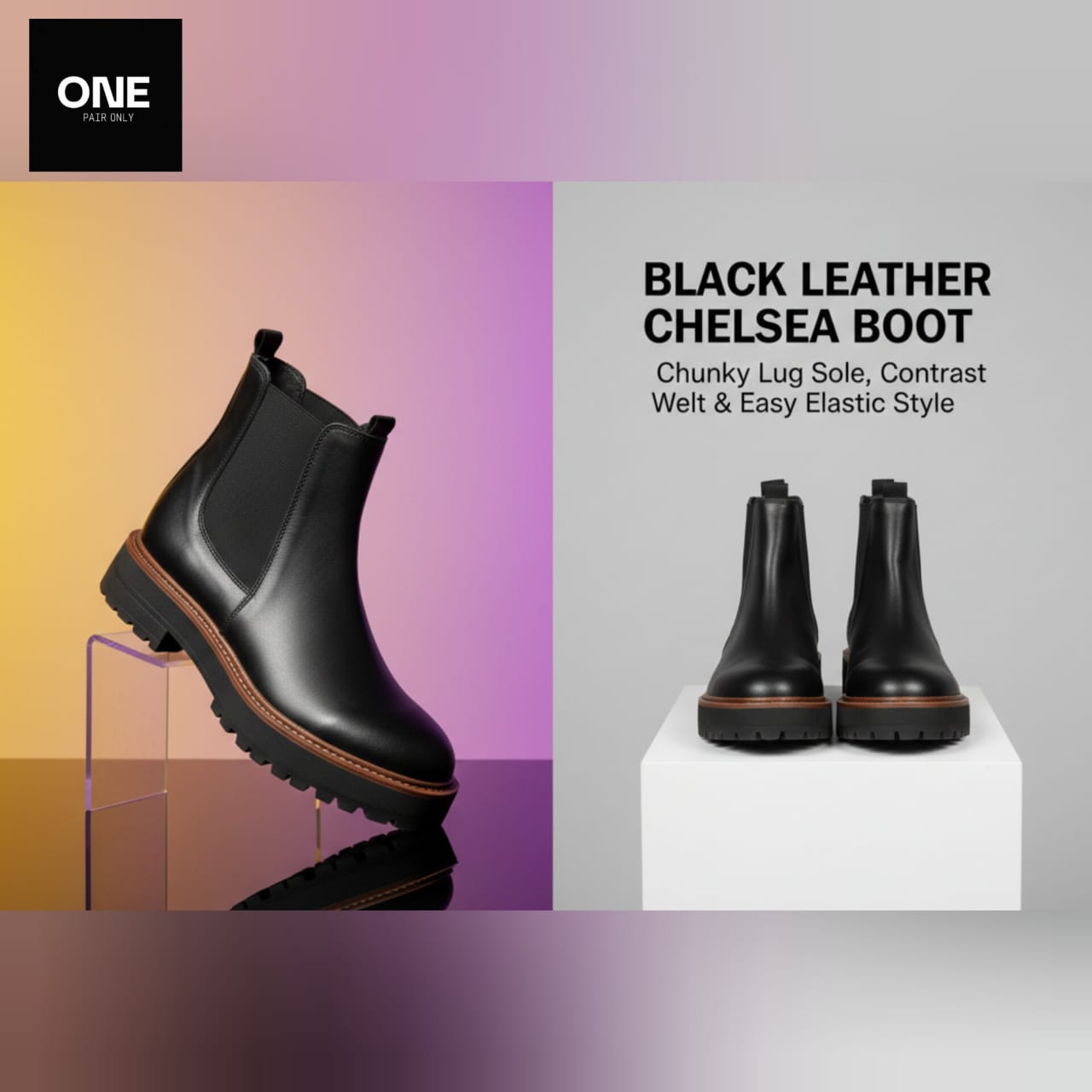 Black Leather Chelsea Boots
