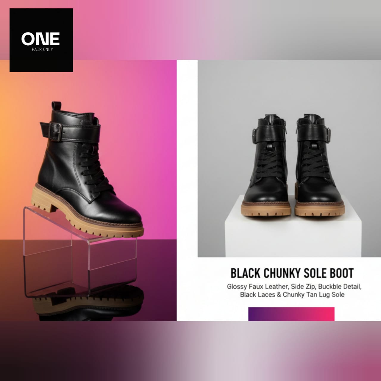 Black Sam & Libby Chunky Sole Boots