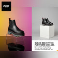 Black & Red Stitch Platform Chelsea Boots
