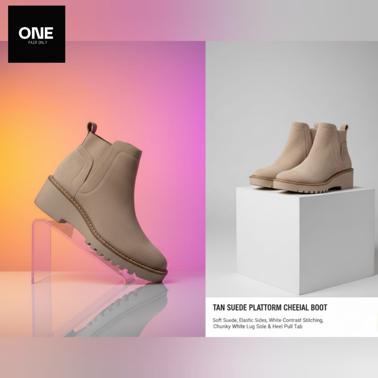 Beige Tan Suede Platform Boots