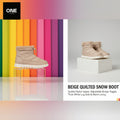 Beige Quilted Snow Boots