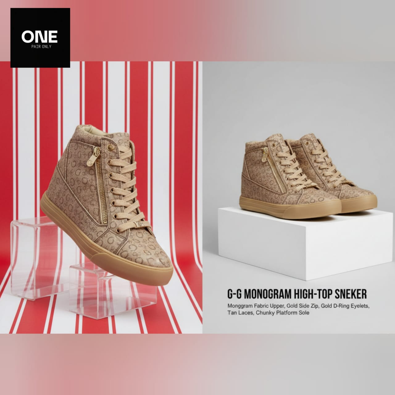 Top Guess High Top Wedge Sneakers