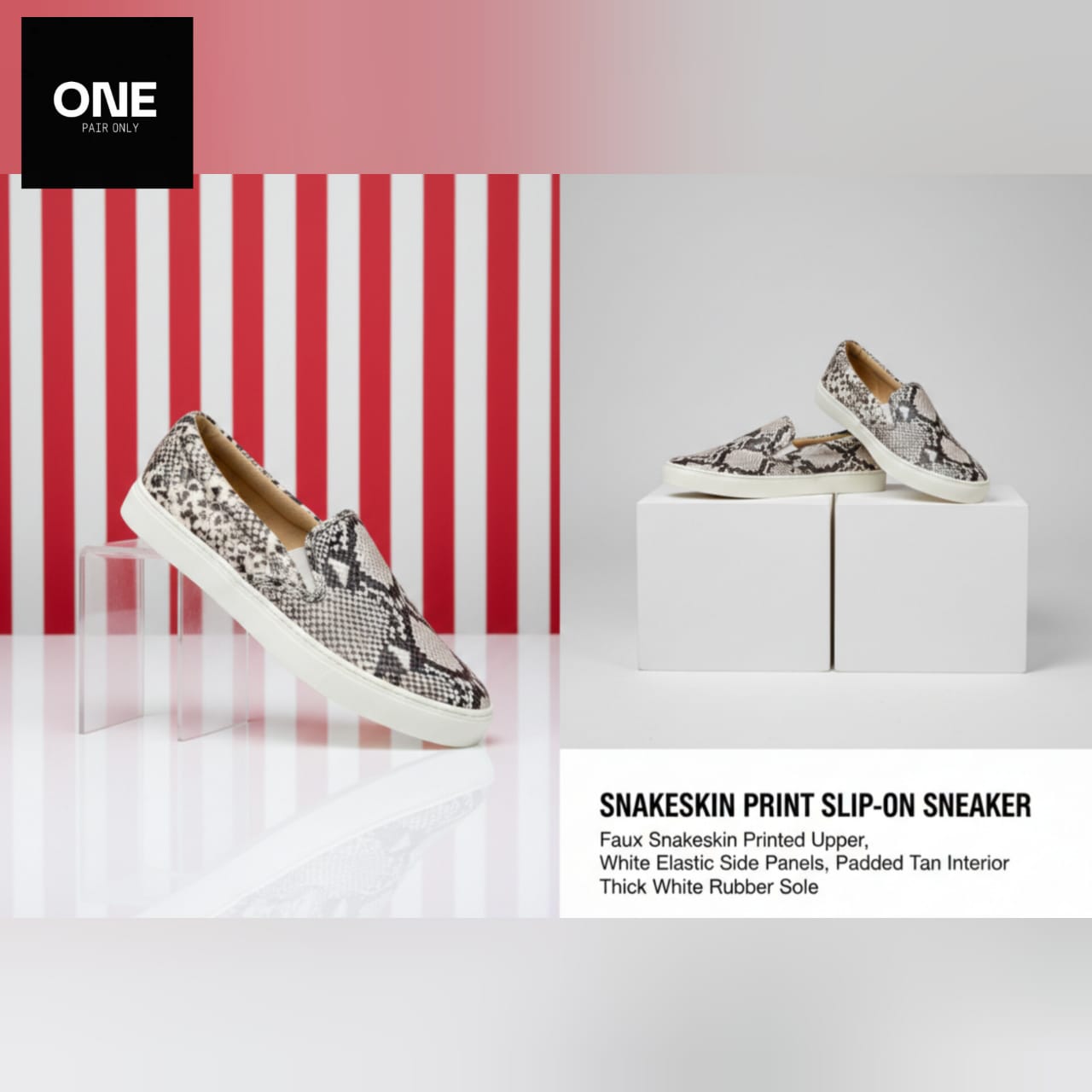 Snake Skin Print Slip-On Sneakers