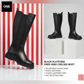 Black Platform Knee-High Chelsea Boots