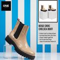 Beige Croc Chelsea Boots