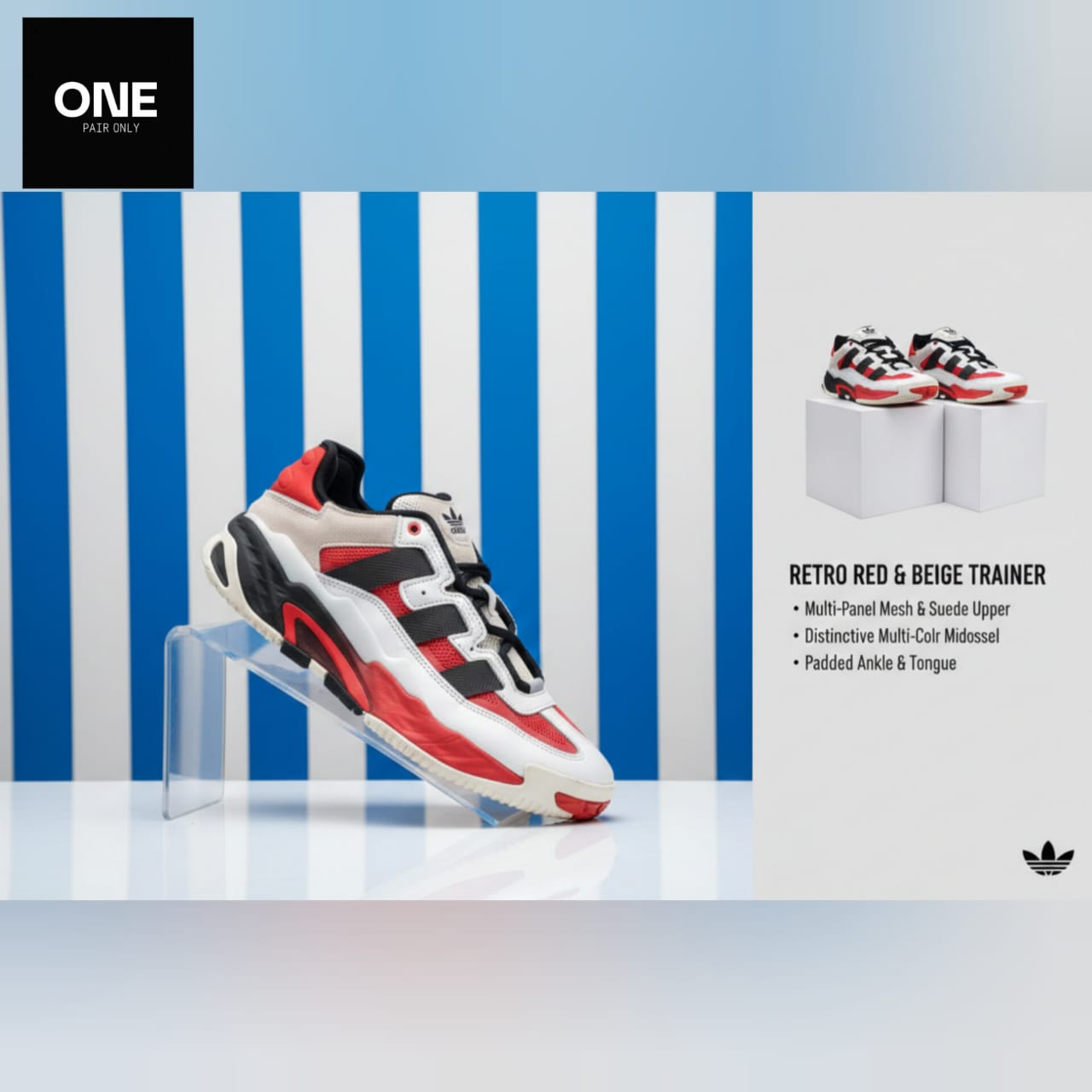 Adidas Niteball Retro Red & Beige Trainers Athletics Shoes