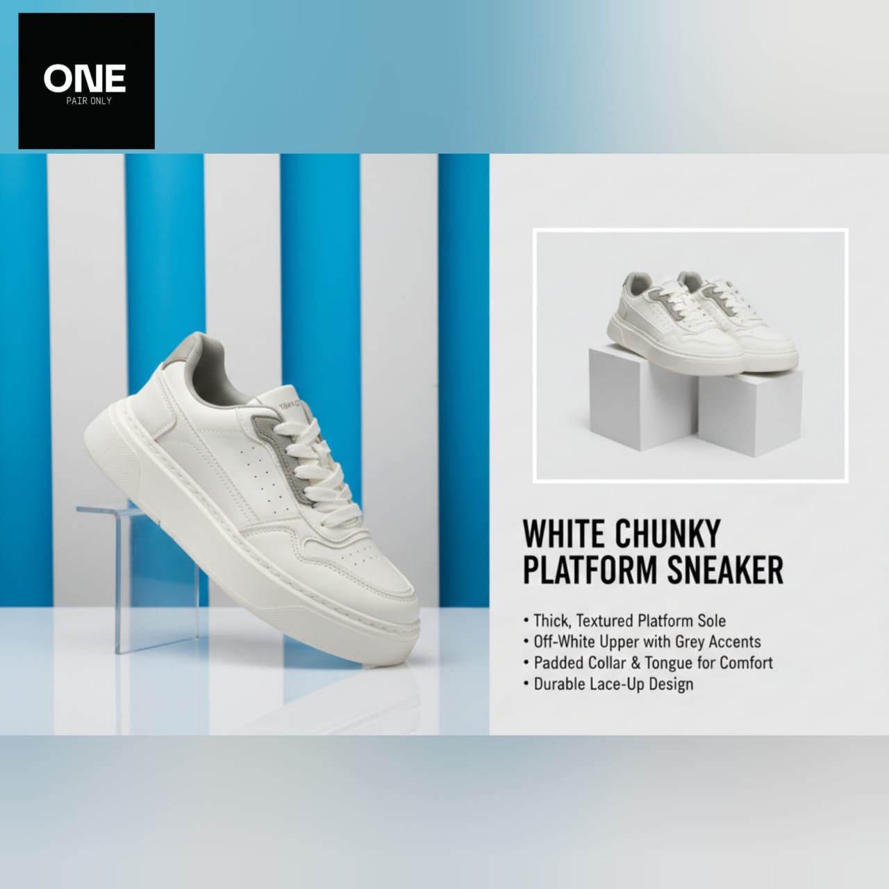 White Chunky Platform Sneakers